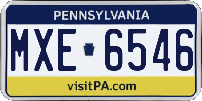 PA license plate MXE6546