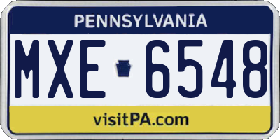 PA license plate MXE6548