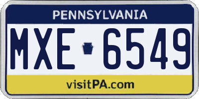 PA license plate MXE6549