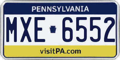 PA license plate MXE6552