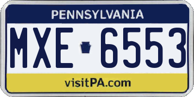 PA license plate MXE6553