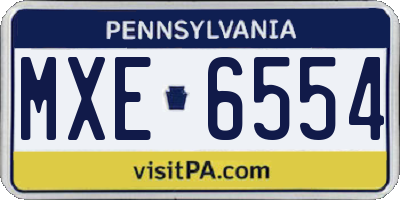 PA license plate MXE6554