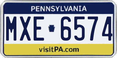PA license plate MXE6574
