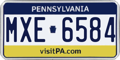 PA license plate MXE6584