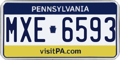 PA license plate MXE6593