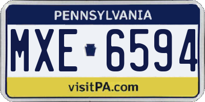 PA license plate MXE6594