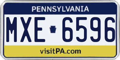 PA license plate MXE6596