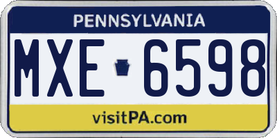 PA license plate MXE6598