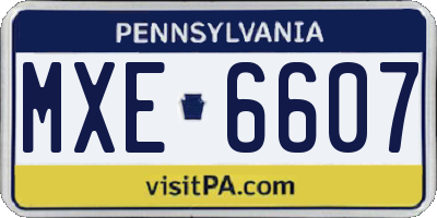 PA license plate MXE6607