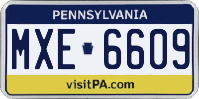 PA license plate MXE6609