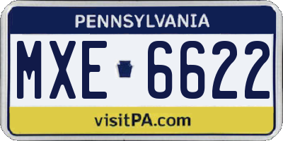PA license plate MXE6622