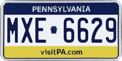 PA license plate MXE6629