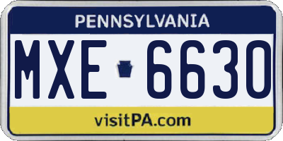 PA license plate MXE6630
