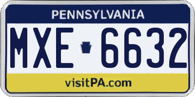PA license plate MXE6632