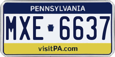 PA license plate MXE6637