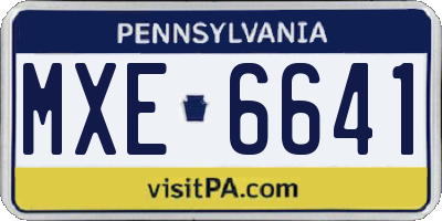 PA license plate MXE6641