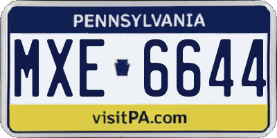 PA license plate MXE6644