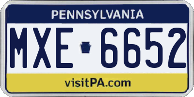 PA license plate MXE6652