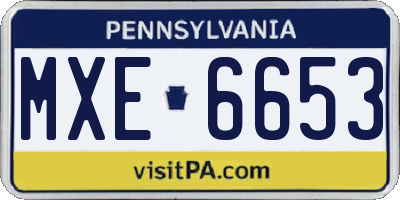 PA license plate MXE6653