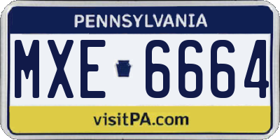 PA license plate MXE6664
