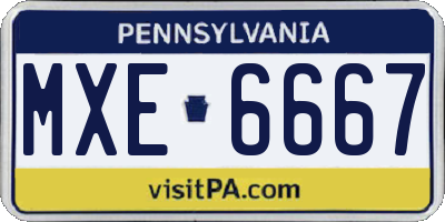 PA license plate MXE6667