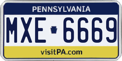 PA license plate MXE6669