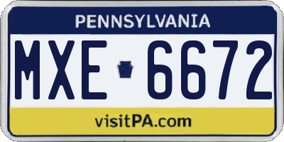 PA license plate MXE6672