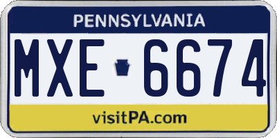 PA license plate MXE6674