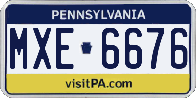 PA license plate MXE6676