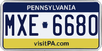 PA license plate MXE6680