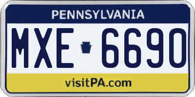 PA license plate MXE6690