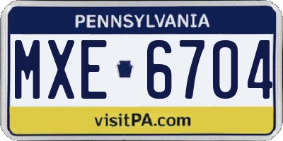 PA license plate MXE6704