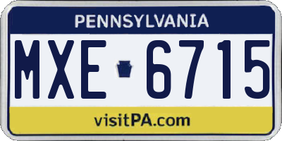 PA license plate MXE6715