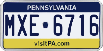 PA license plate MXE6716