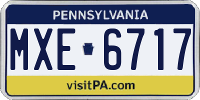 PA license plate MXE6717