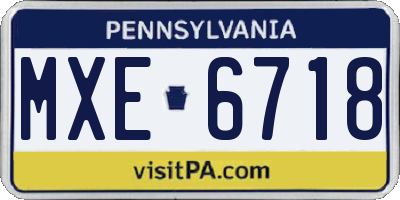 PA license plate MXE6718