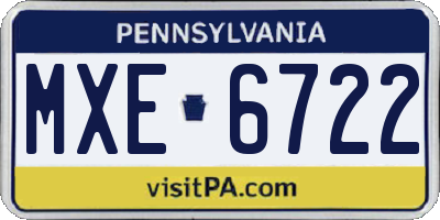 PA license plate MXE6722