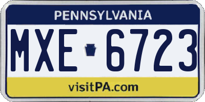 PA license plate MXE6723