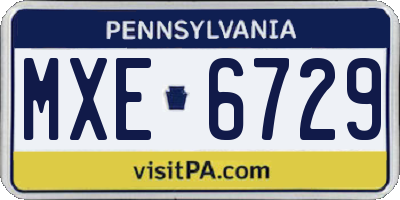 PA license plate MXE6729