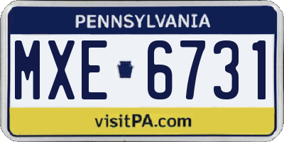 PA license plate MXE6731