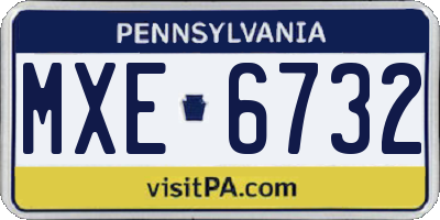 PA license plate MXE6732