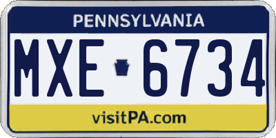 PA license plate MXE6734