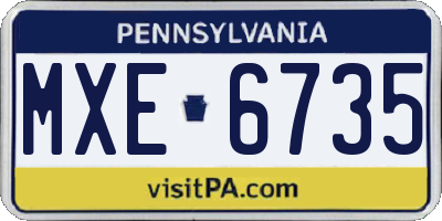 PA license plate MXE6735