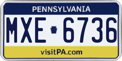PA license plate MXE6736
