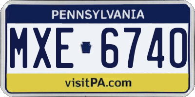 PA license plate MXE6740