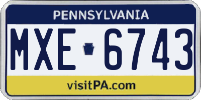 PA license plate MXE6743
