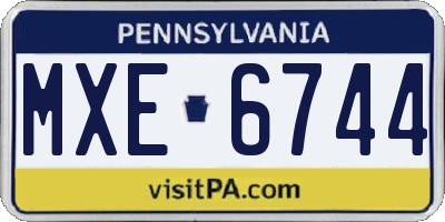 PA license plate MXE6744