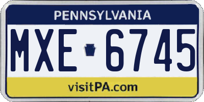 PA license plate MXE6745