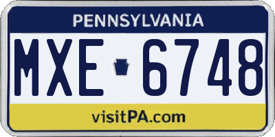 PA license plate MXE6748