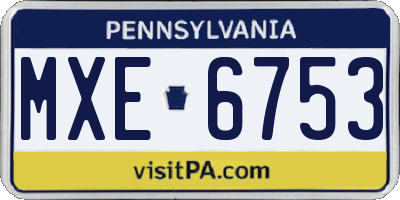 PA license plate MXE6753